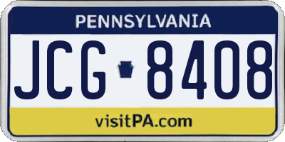PA license plate JCG8408