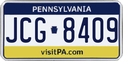 PA license plate JCG8409