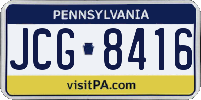 PA license plate JCG8416