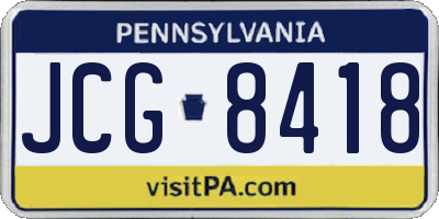 PA license plate JCG8418