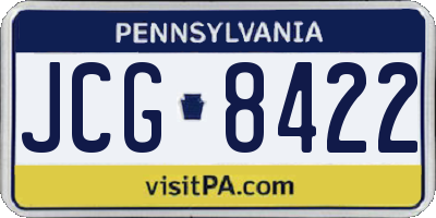 PA license plate JCG8422