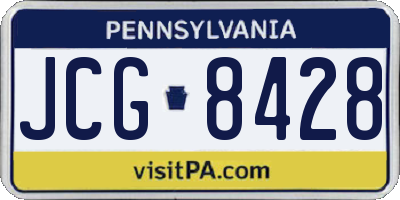 PA license plate JCG8428