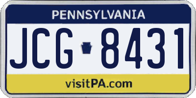 PA license plate JCG8431