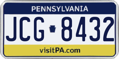 PA license plate JCG8432