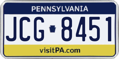 PA license plate JCG8451