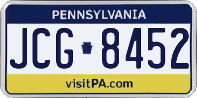 PA license plate JCG8452