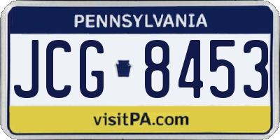 PA license plate JCG8453