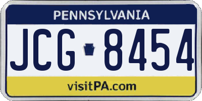 PA license plate JCG8454