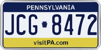 PA license plate JCG8472