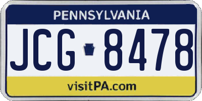 PA license plate JCG8478