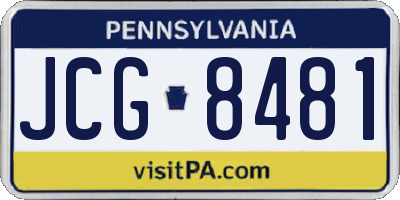 PA license plate JCG8481