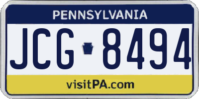 PA license plate JCG8494