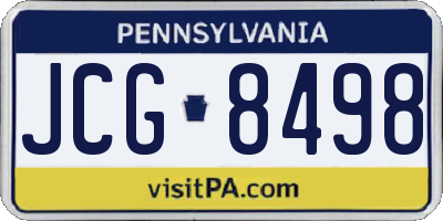 PA license plate JCG8498