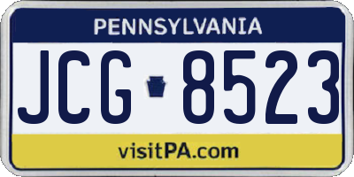 PA license plate JCG8523