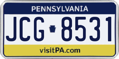 PA license plate JCG8531