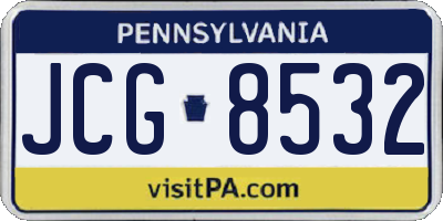 PA license plate JCG8532