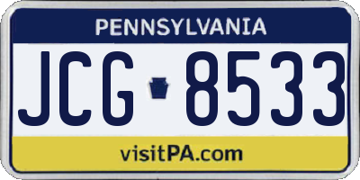 PA license plate JCG8533
