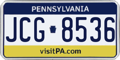 PA license plate JCG8536