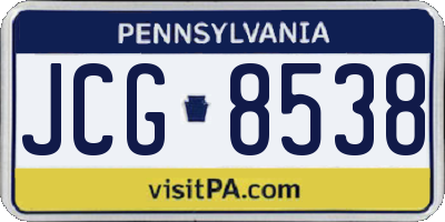 PA license plate JCG8538