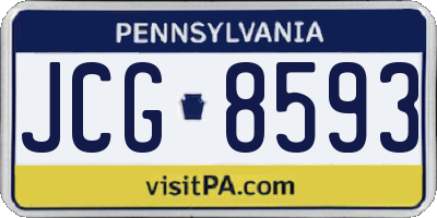 PA license plate JCG8593