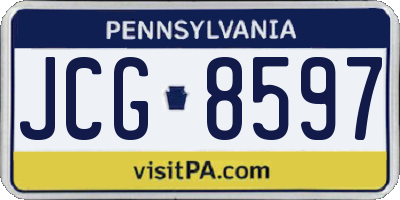 PA license plate JCG8597