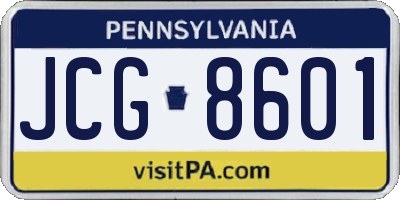 PA license plate JCG8601