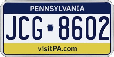 PA license plate JCG8602