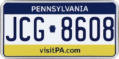 PA license plate JCG8608