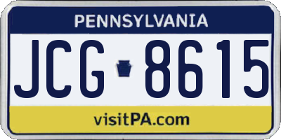 PA license plate JCG8615