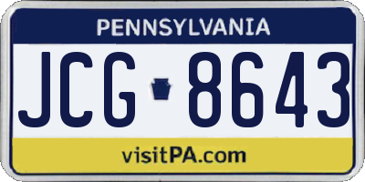 PA license plate JCG8643