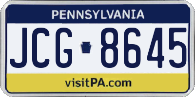 PA license plate JCG8645