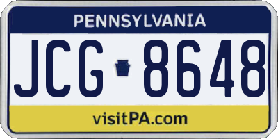 PA license plate JCG8648