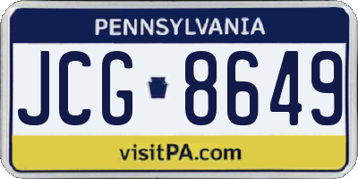 PA license plate JCG8649