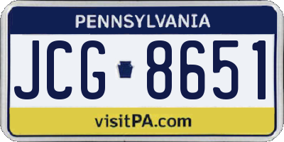 PA license plate JCG8651
