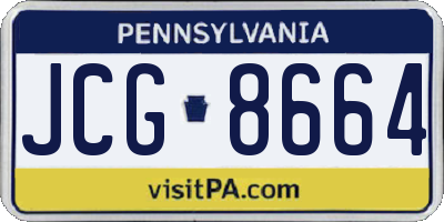 PA license plate JCG8664