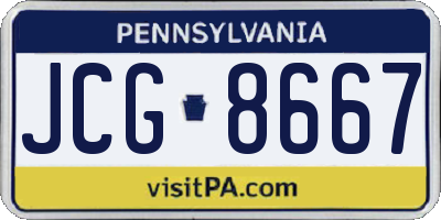 PA license plate JCG8667