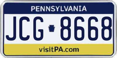 PA license plate JCG8668