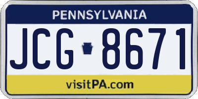 PA license plate JCG8671