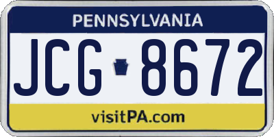 PA license plate JCG8672