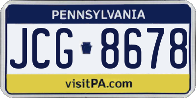 PA license plate JCG8678