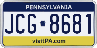 PA license plate JCG8681
