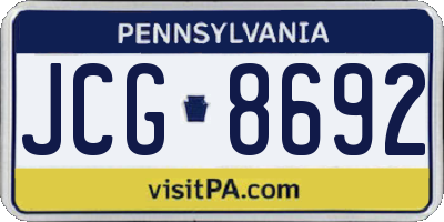 PA license plate JCG8692