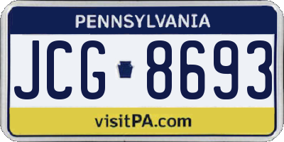 PA license plate JCG8693
