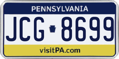 PA license plate JCG8699