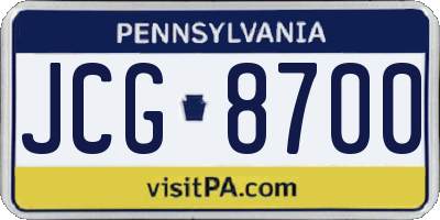 PA license plate JCG8700