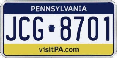 PA license plate JCG8701
