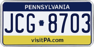 PA license plate JCG8703