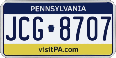 PA license plate JCG8707