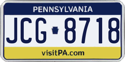 PA license plate JCG8718
