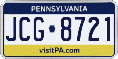 PA license plate JCG8721